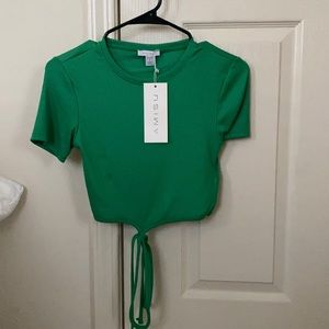 Green crop top with tie